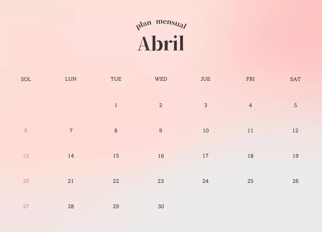 Calendario Gradient Minimalist Emotion