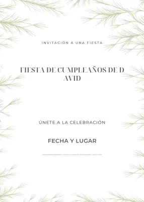 invitación de cumpleaños minimalista verde