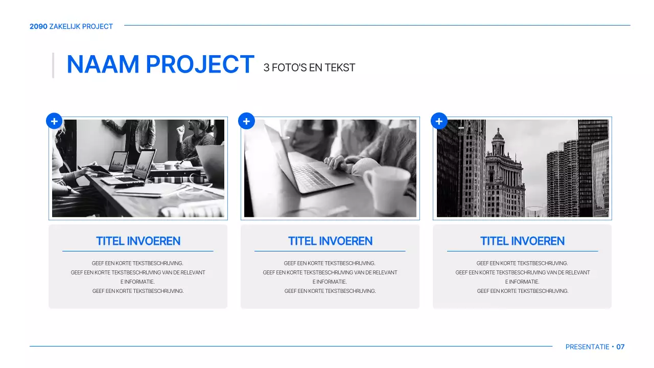 Een eenvoudig globaal bedrijfsplan in wit en blauw