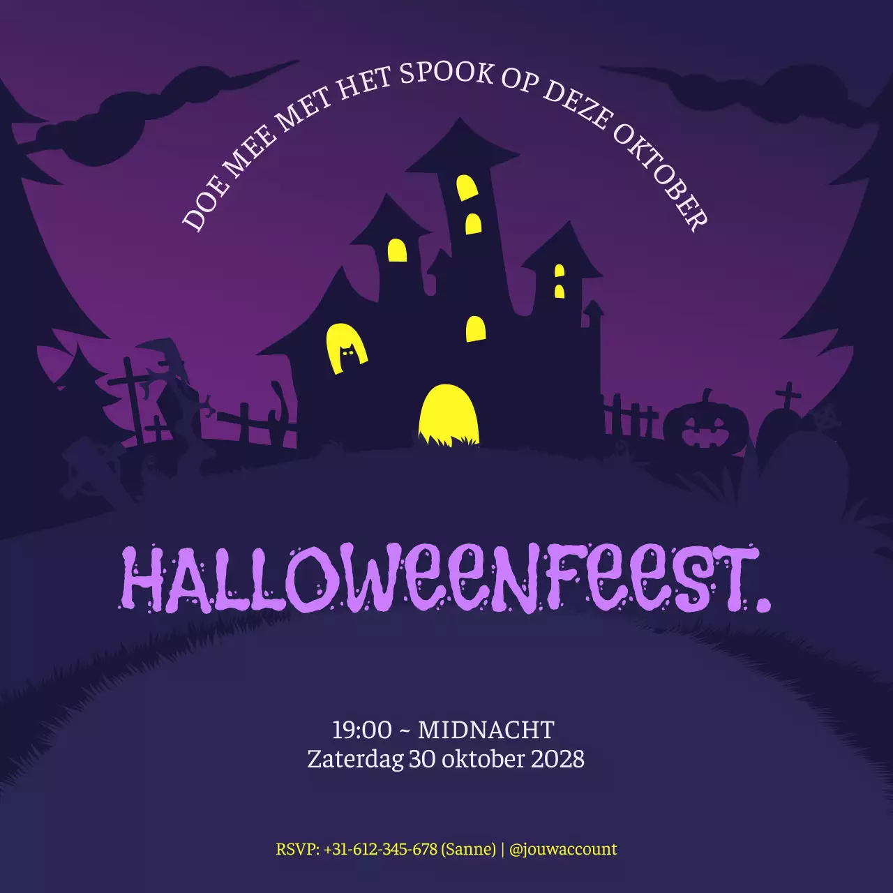 paarse gothic Halloween uitnodiging