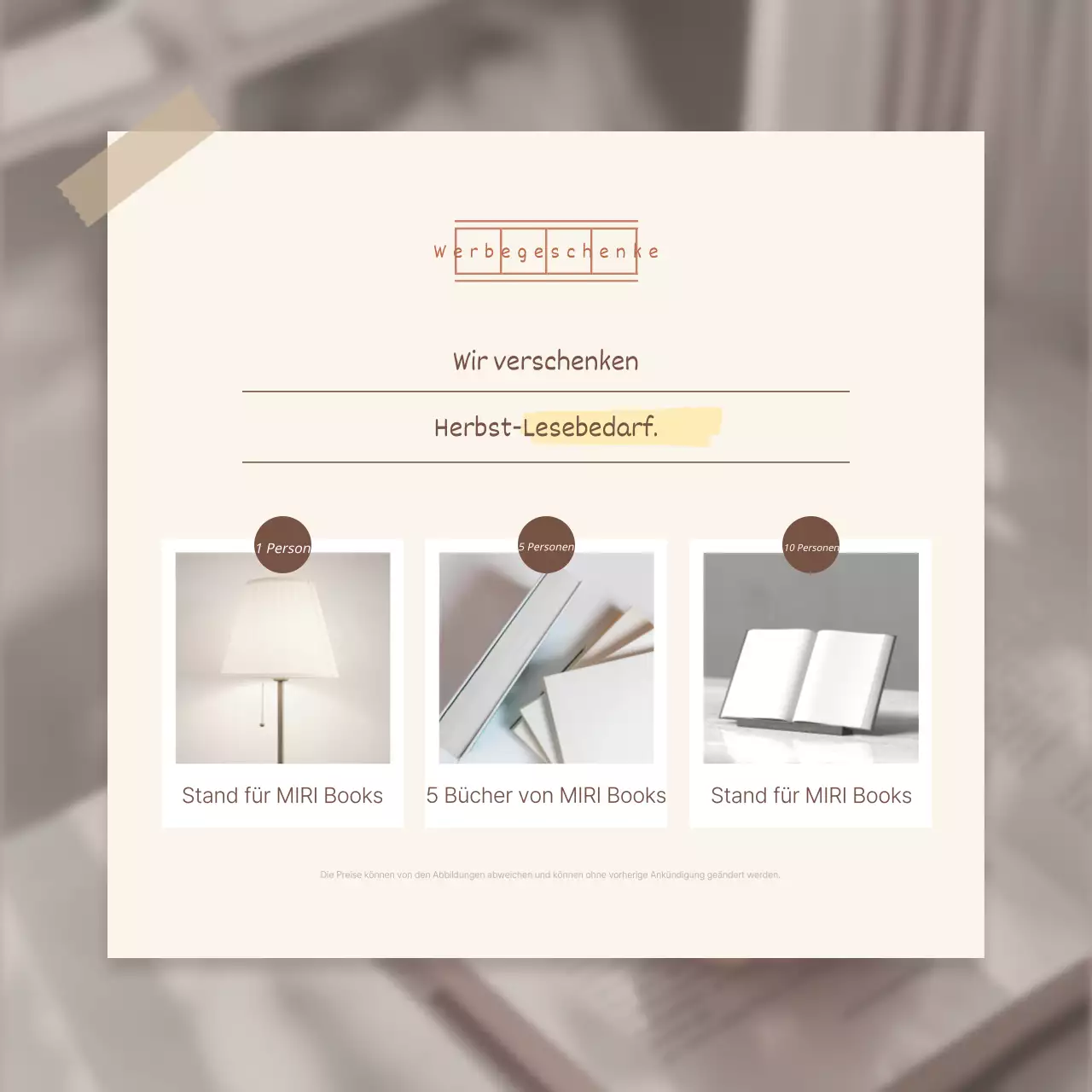 Werbung für eine herbstliche Veranstaltung in Beige