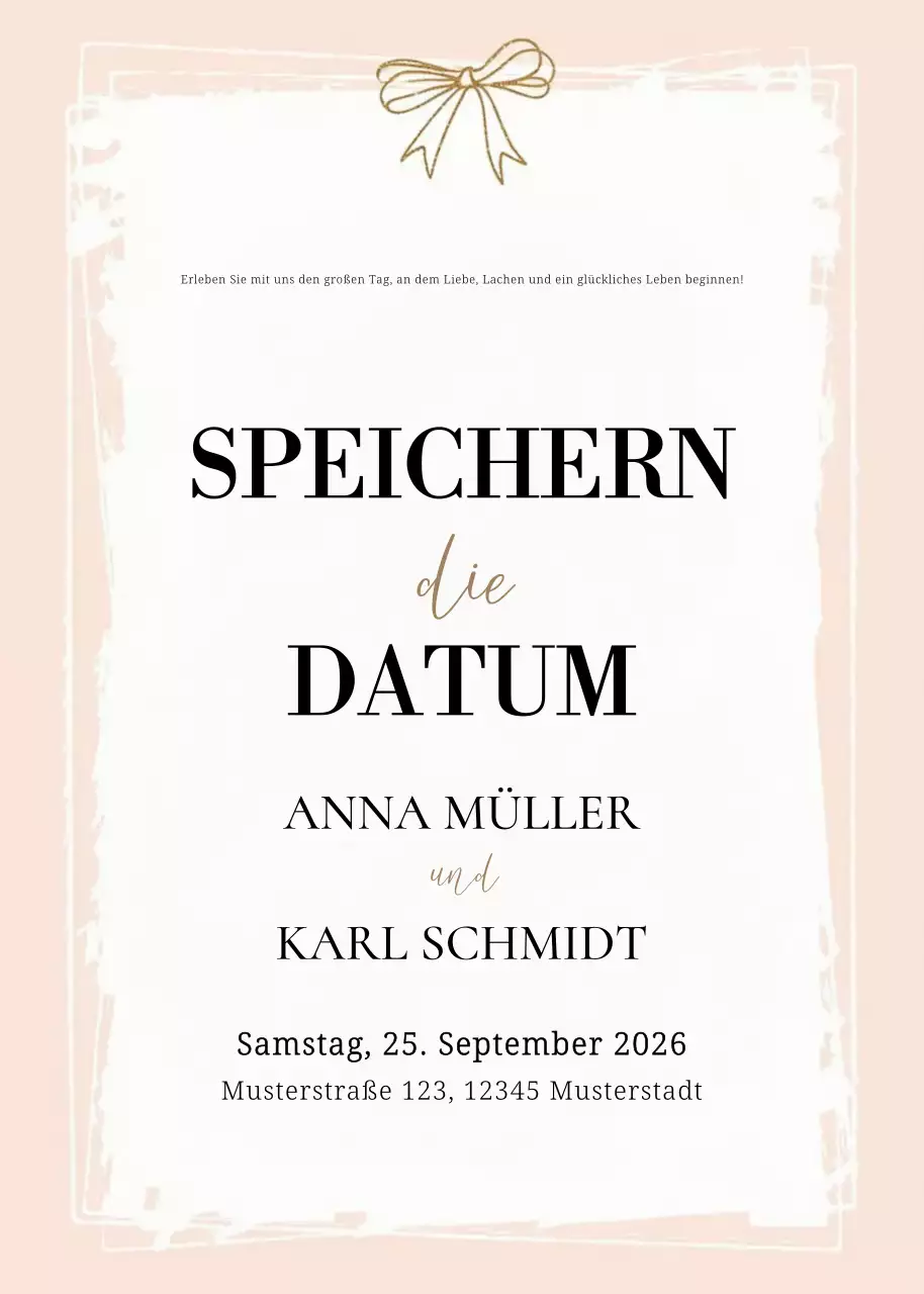 Beige Elegante Hochzeitseinladung