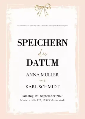 Beige Elegante Hochzeitseinladung