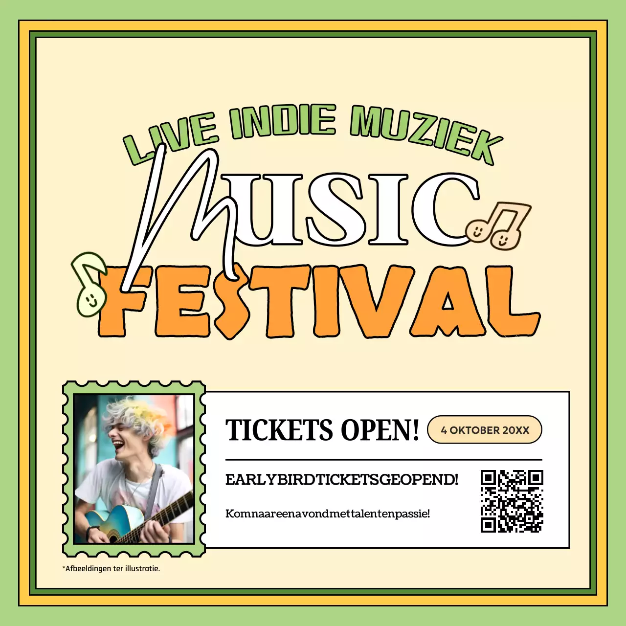 groen en oranje pop live indie muziek festival evenement