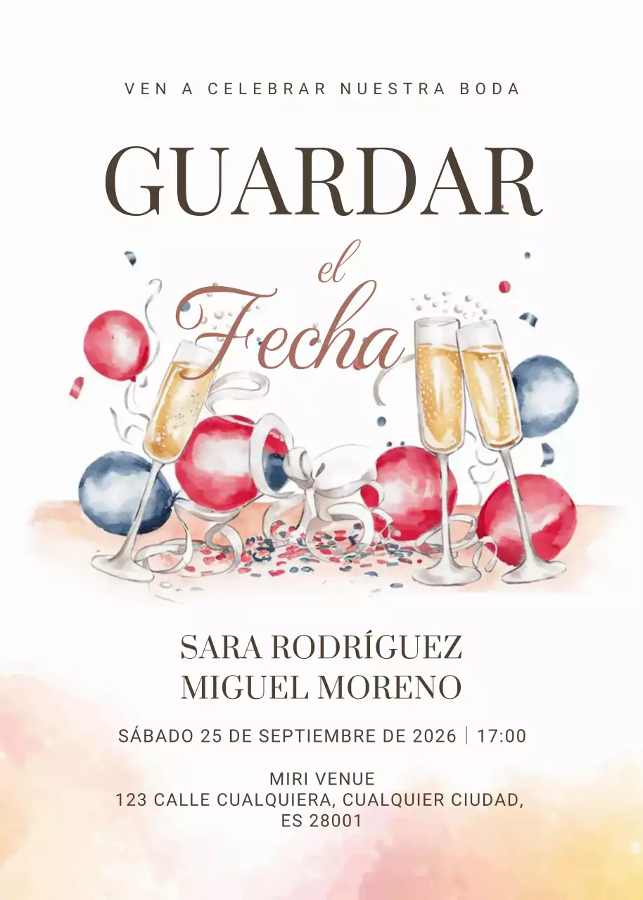 Elegante invitación de boda roja