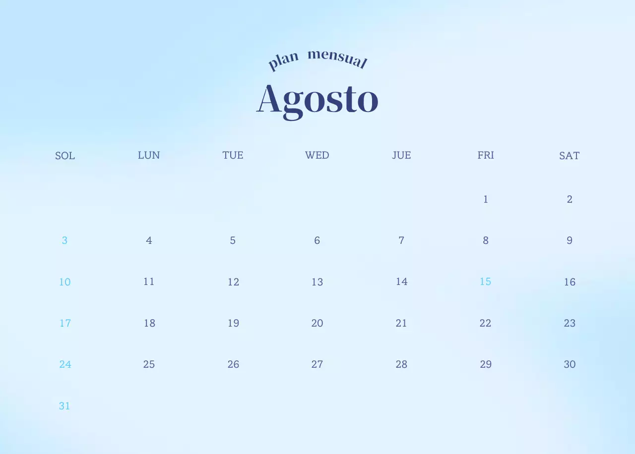 Calendario minimalista degradado