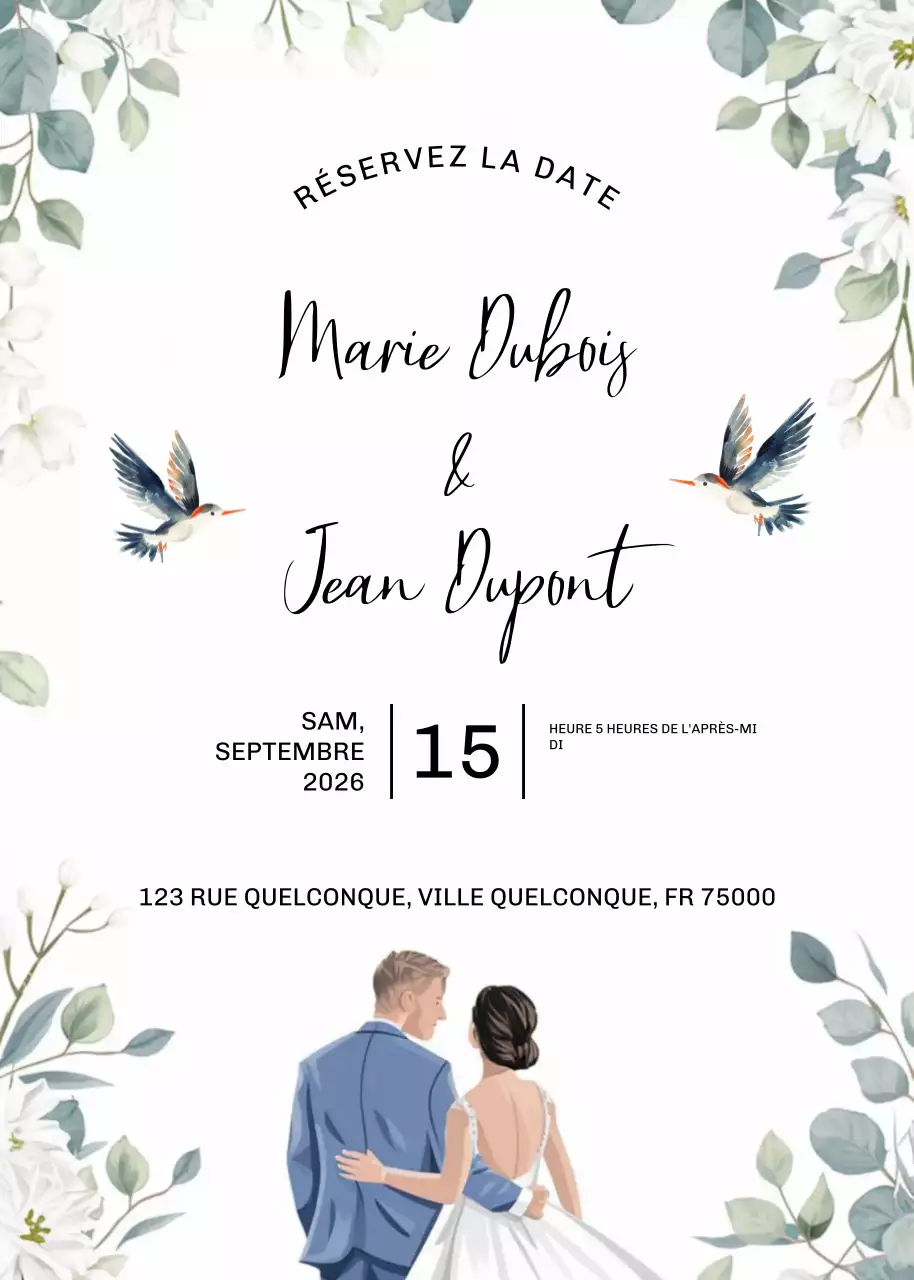 Invitation de mariage élégante et blanche