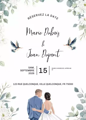 Invitation de mariage élégante et blanche