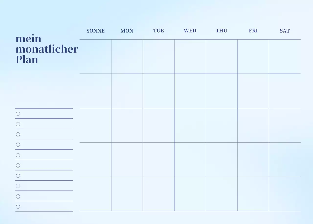 Minimalistischer Kalender mit Farbverlauf
