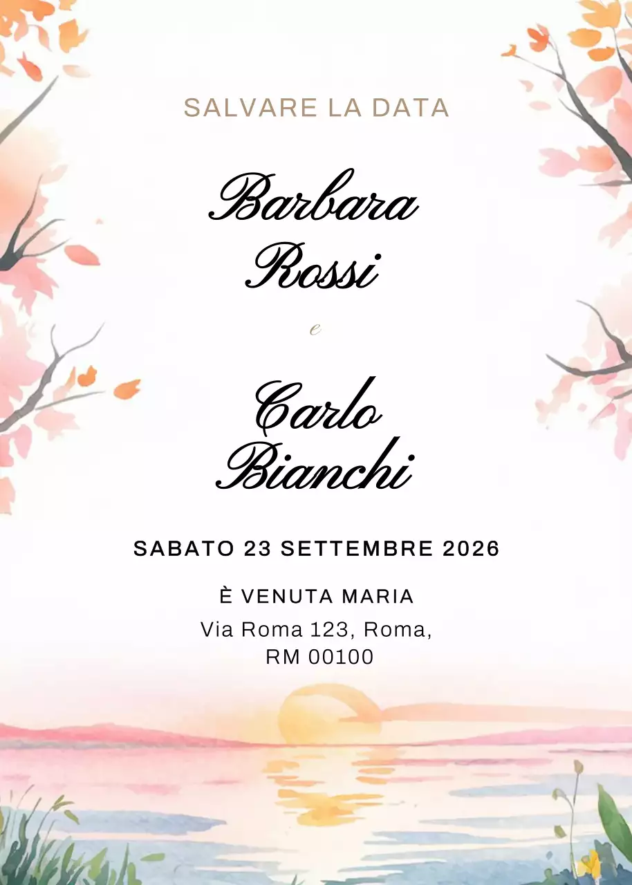 Invito di nozze elegante beige