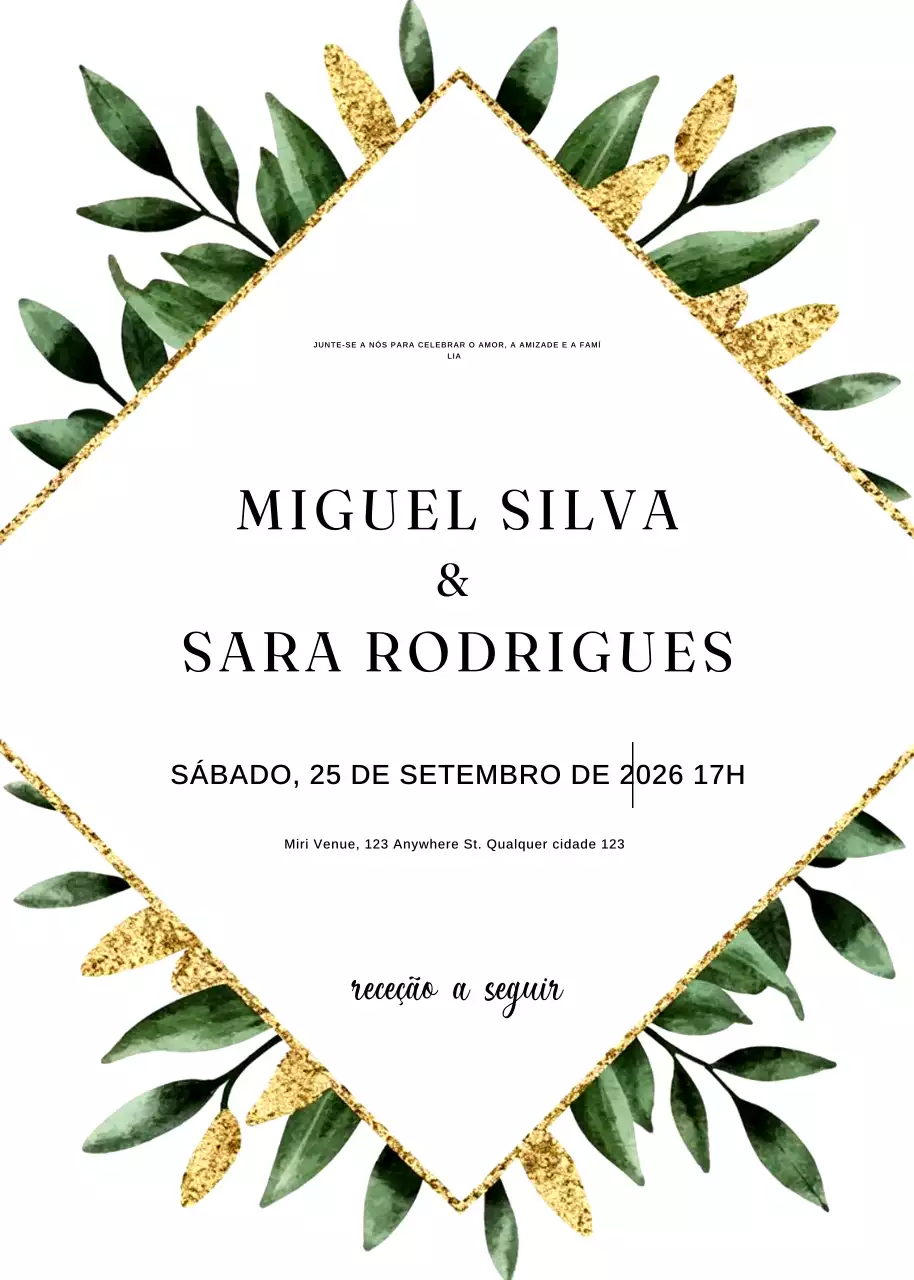 convite de casamento elegante verde
