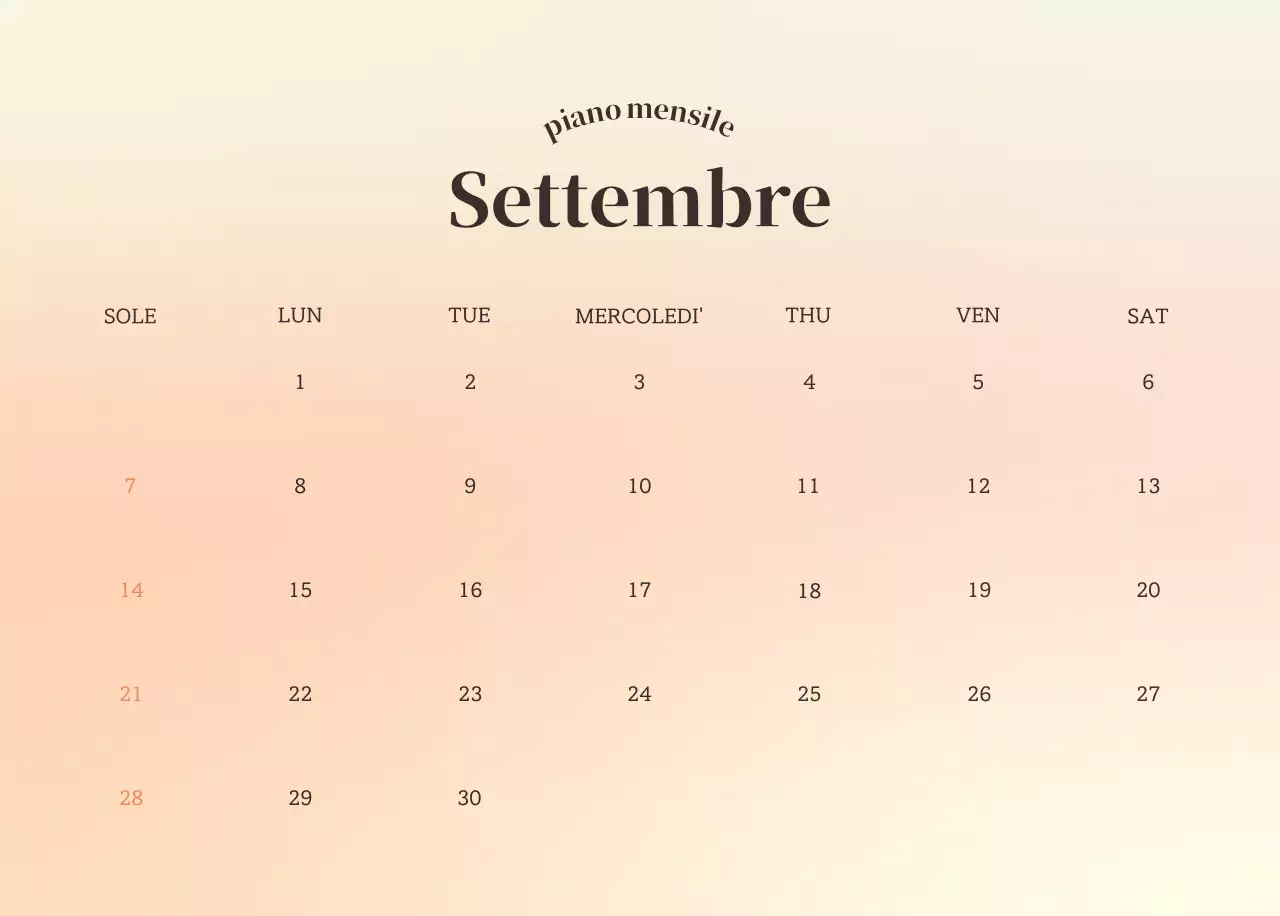 Calendario minimalista a gradi