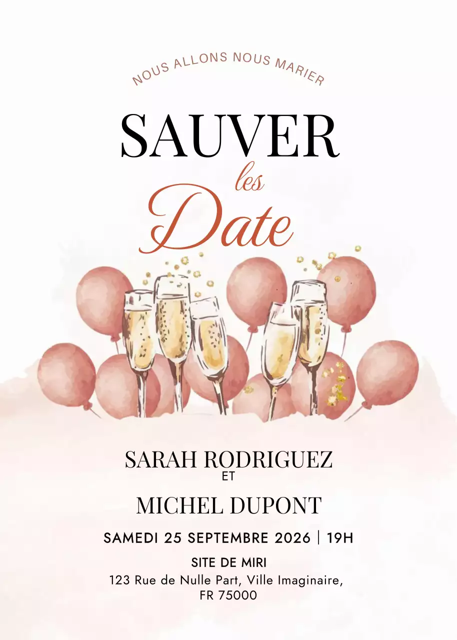 Invitation de mariage beige et élégante