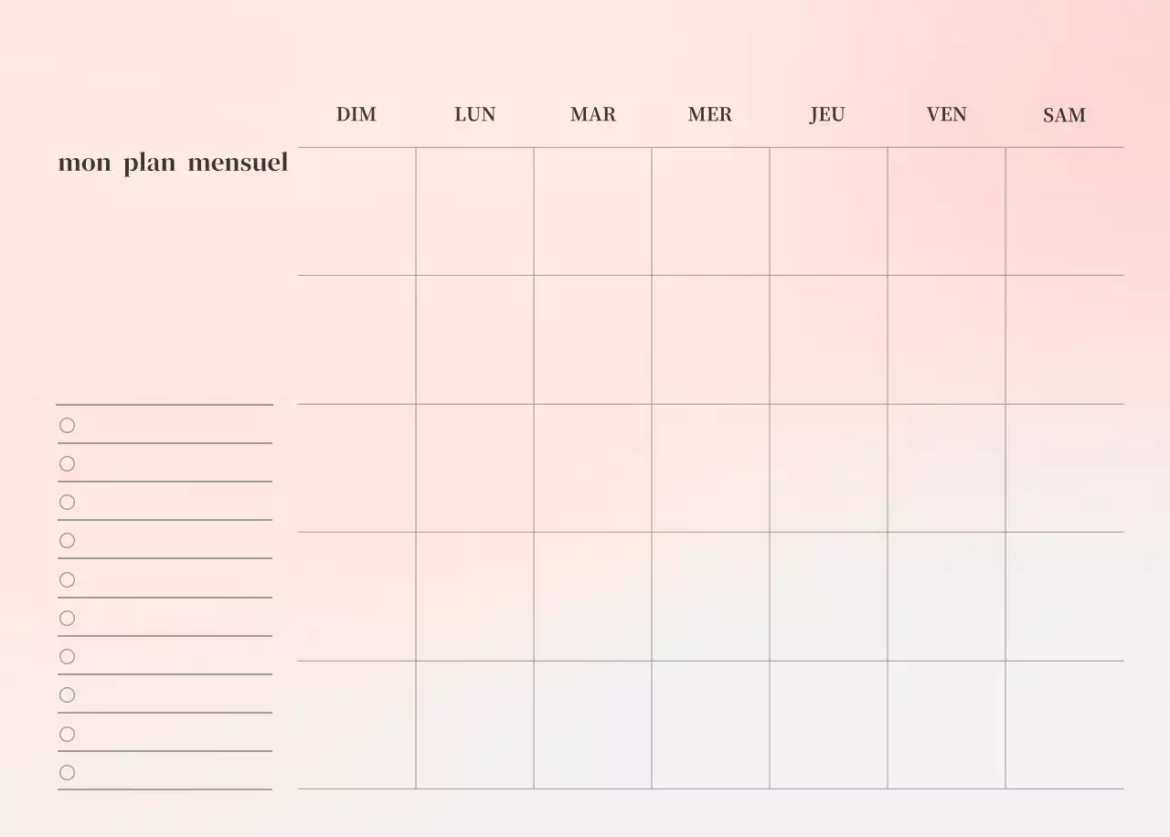 Calendrier minimaliste dégradé