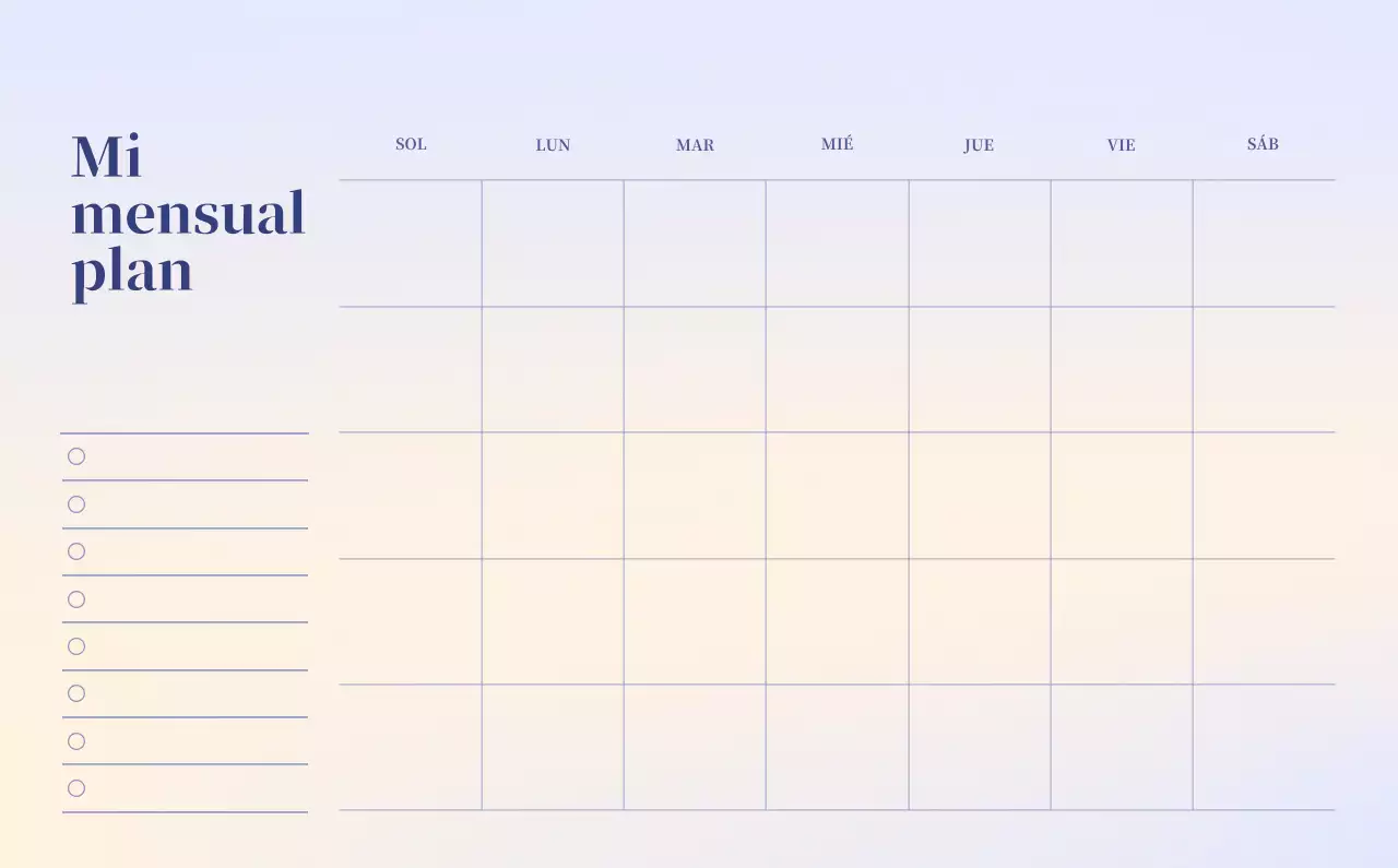 Calendario minimalista degradado