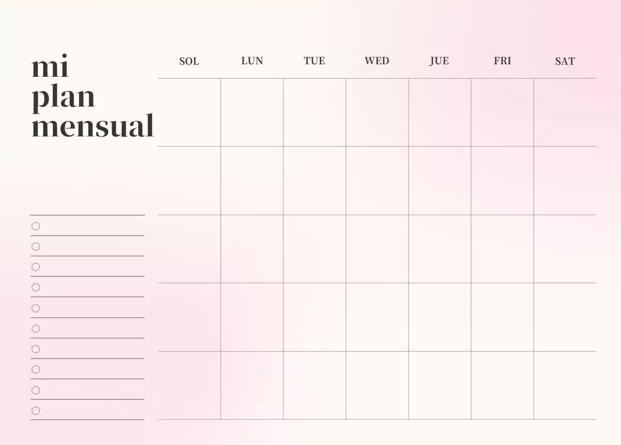 Calendario minimalista degradado