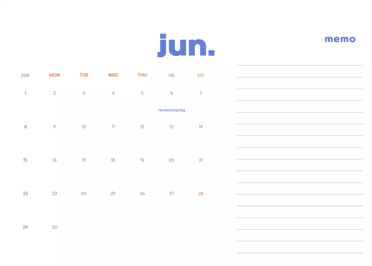 Zakelijke kalender met leuke illustraties