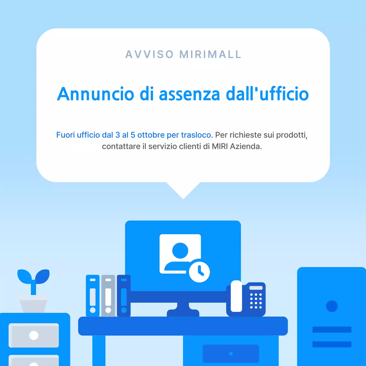Annuncio semplice di colore azzurro