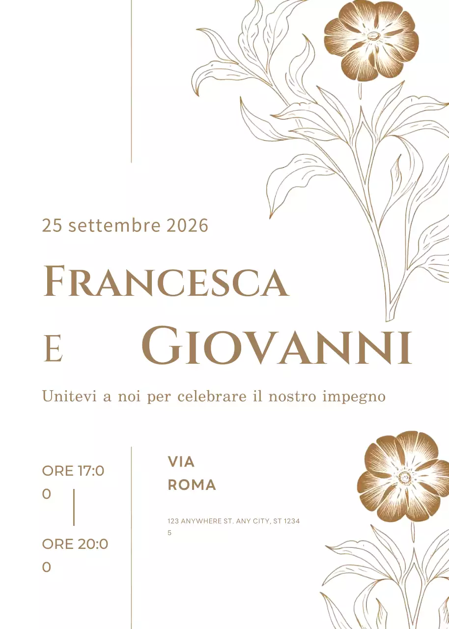 invito di fidanzamento elegante beige