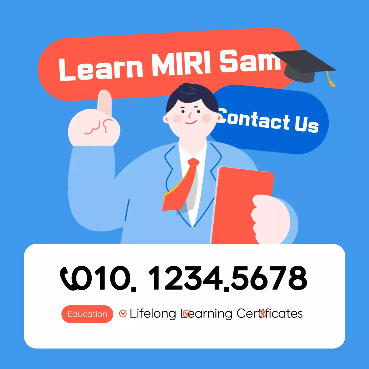 Blue Modern Education Certificate Social Media Post