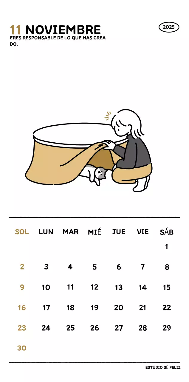 Calendario ilustrado con un bonito estilo de líneas