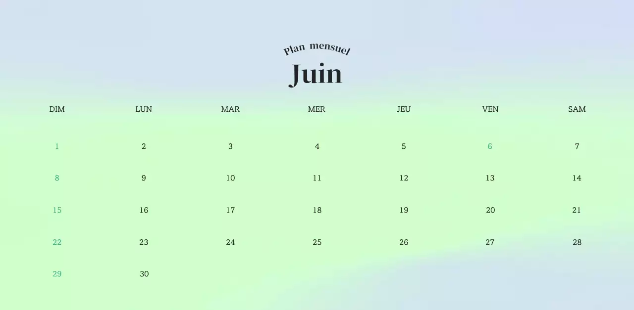 Calendrier minimaliste dégradé