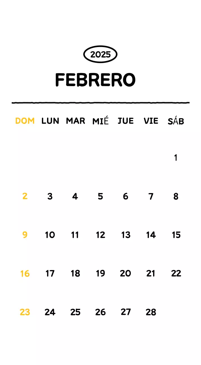 Calendario ilustrado con un bonito estilo de líneas