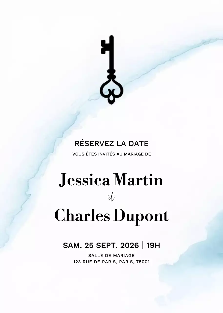 Invitation de mariage élégante et blanche