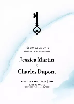 Invitation de mariage élégante et blanche