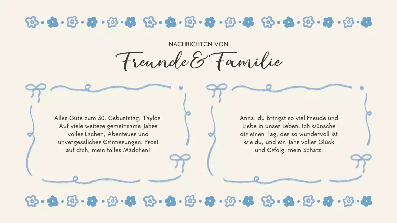 blau geblümt Geburtstag Veranstaltung