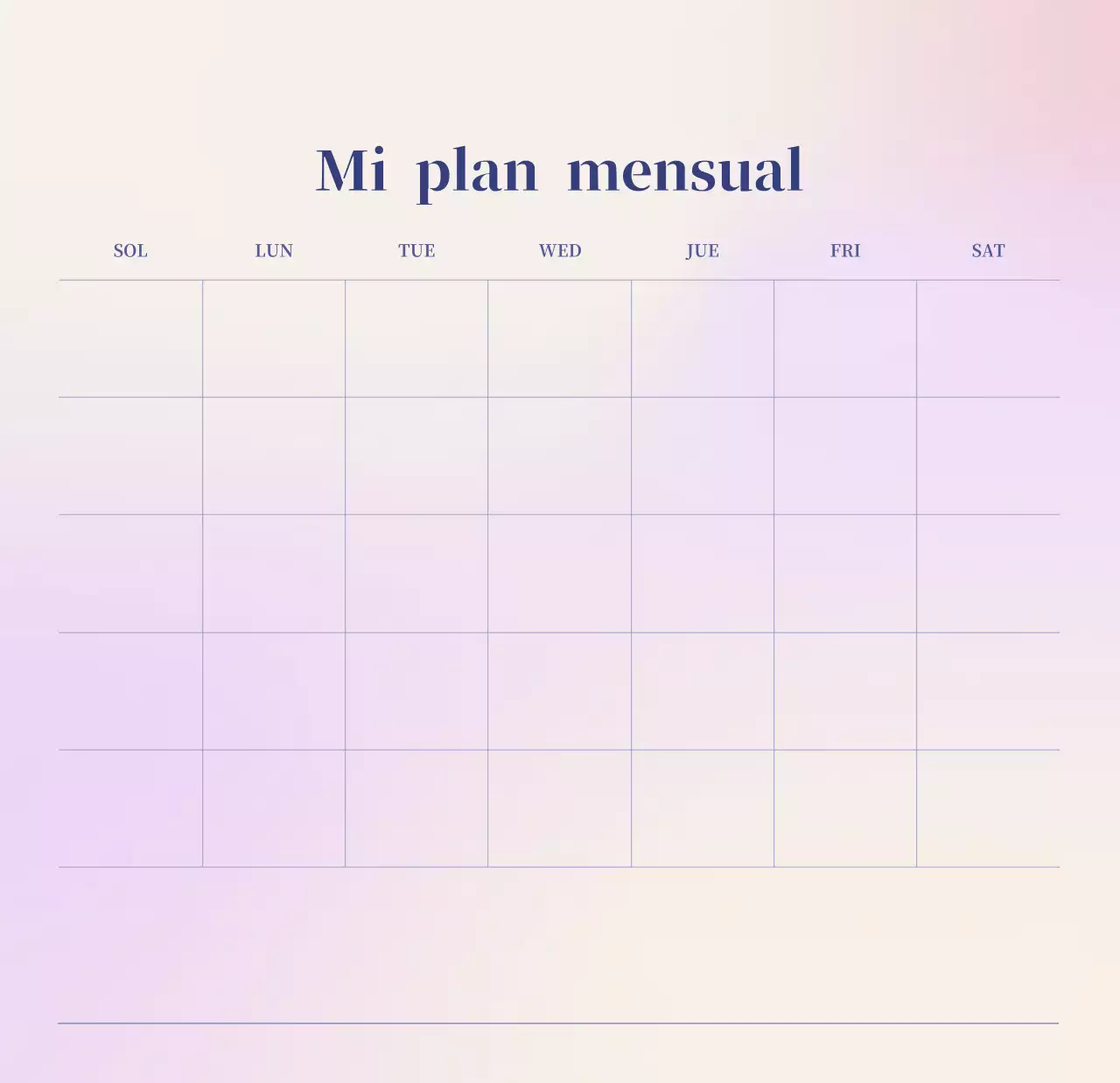 Calendario minimalista degradado