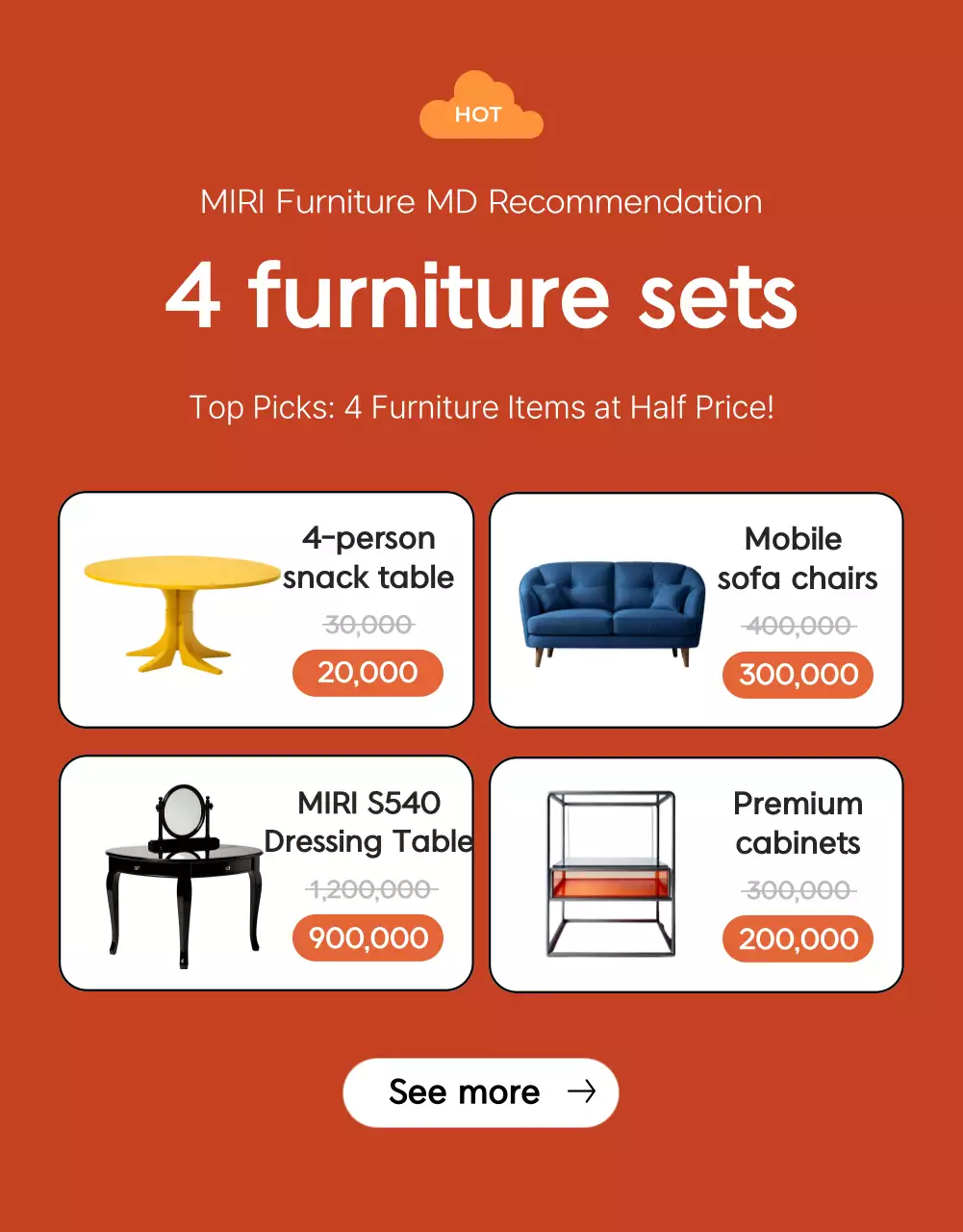 Poster khuyến mại bán đồ nội thất hiện đại màu cam