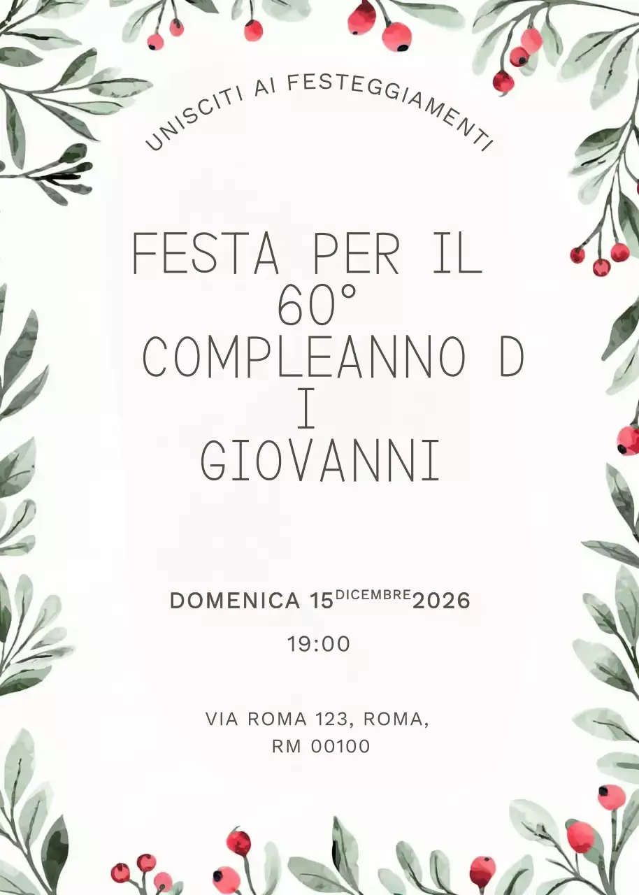 Invito di compleanno botanico bianco