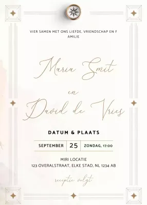 beige elegante huwelijksuitnodiging