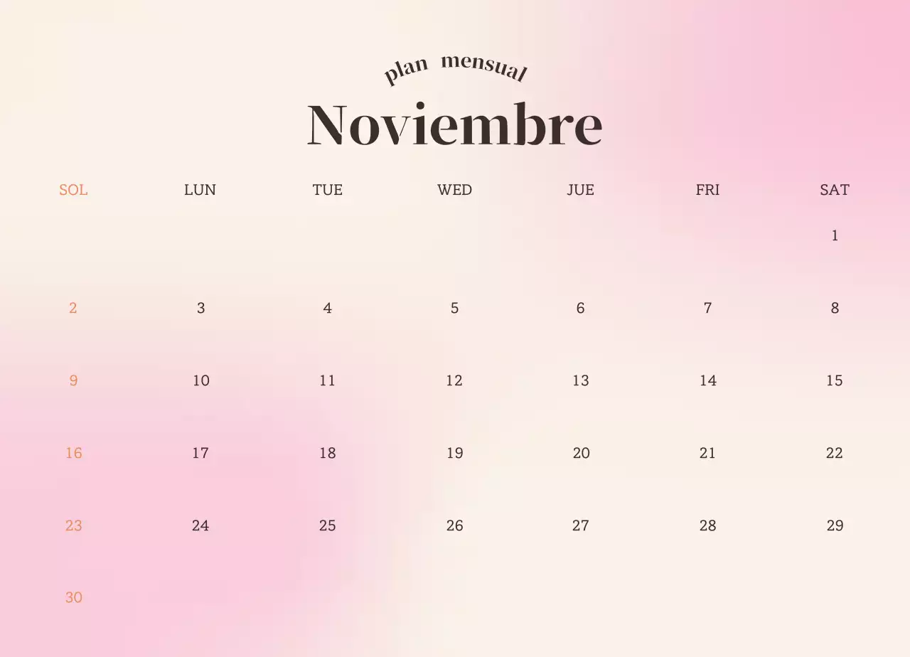Calendario Gradient Minimalist Emotion