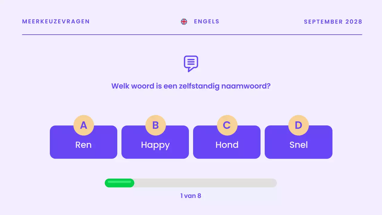 Blauwe moderne quiz aankondigingspresentatie