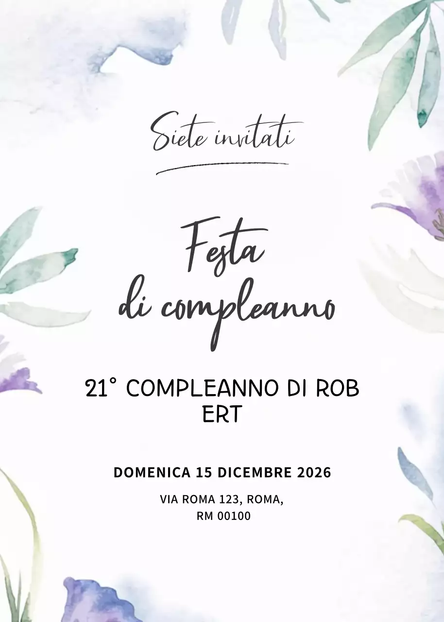 Invito di compleanno elegante bianco