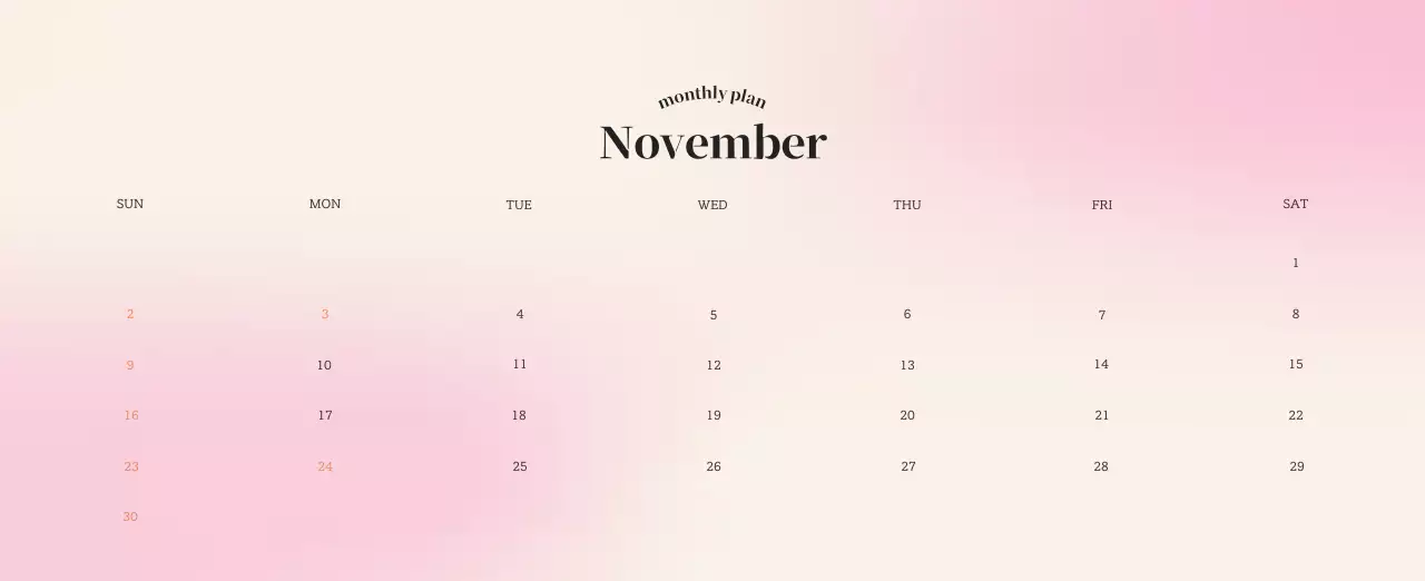 グラデーションミニマルカレンダーカレンダー