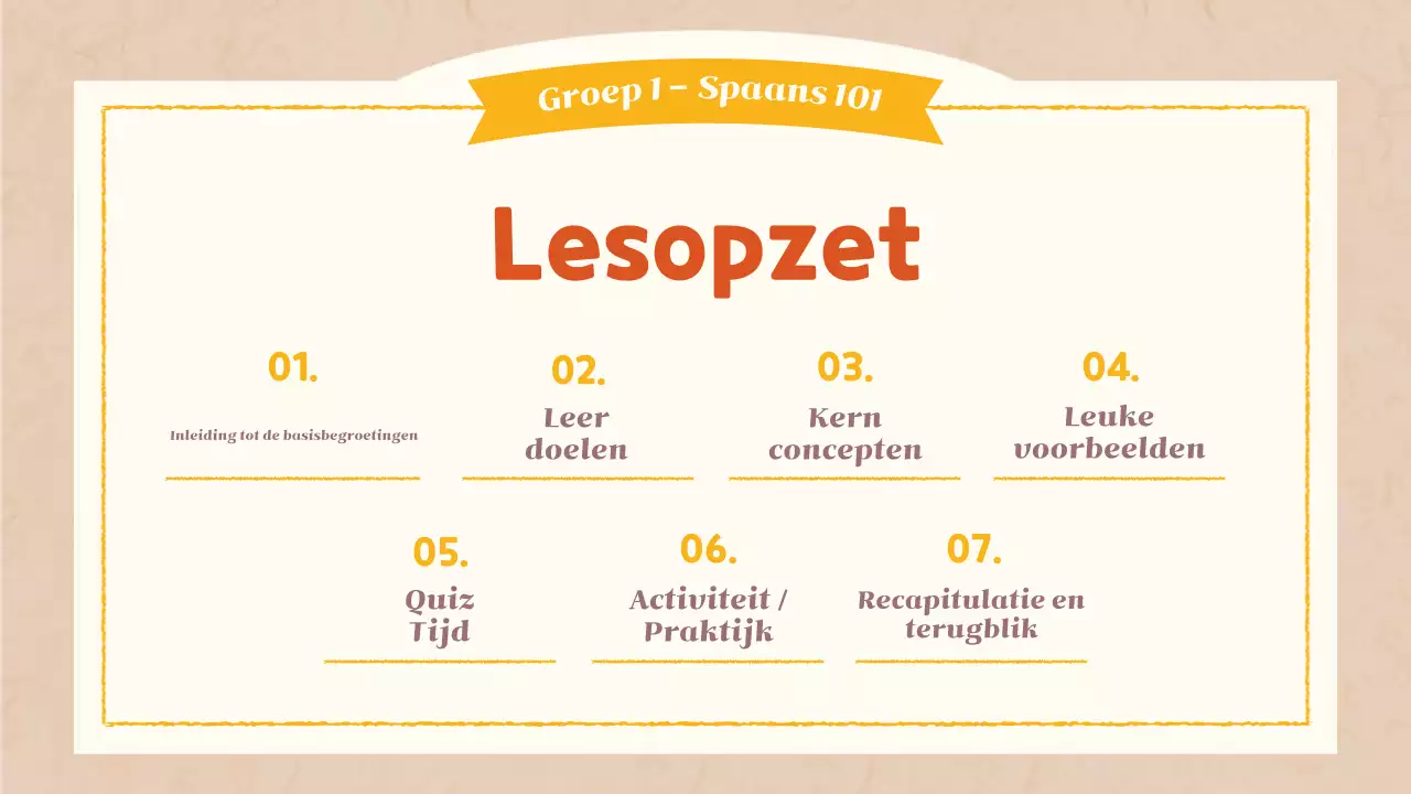 oranje eenvoudige taalklas