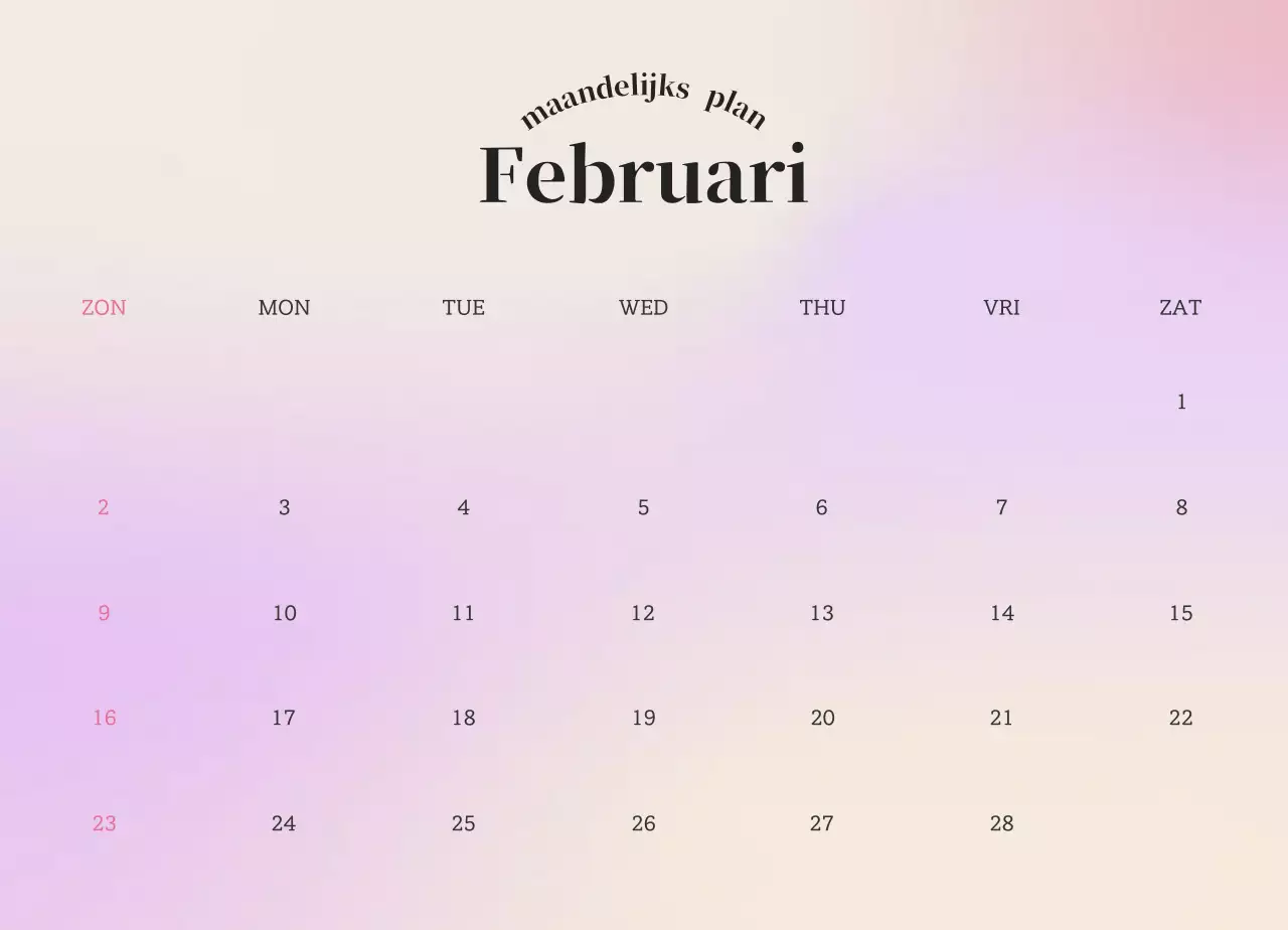 Verloop Minimalistische Emotie Kalender