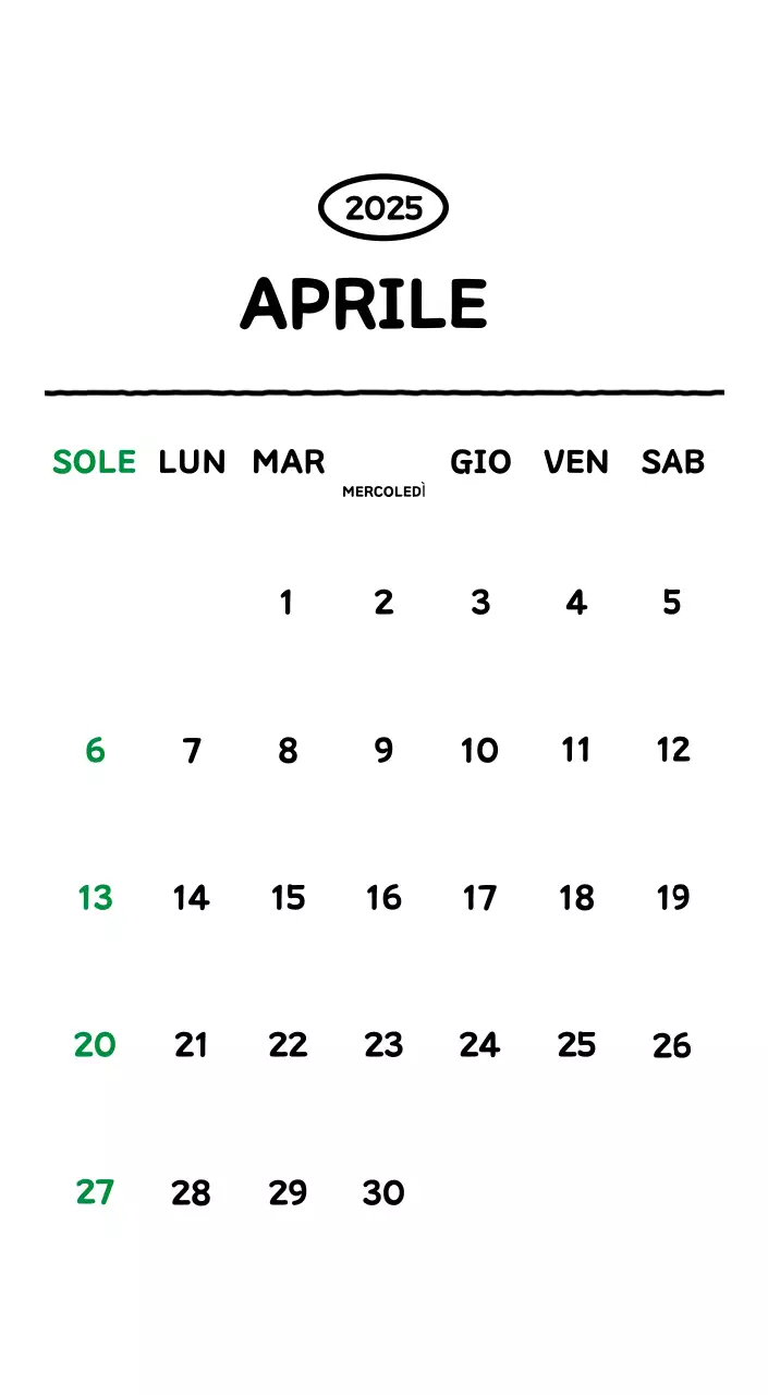 Calendario illustrato con un grazioso stile di linee
