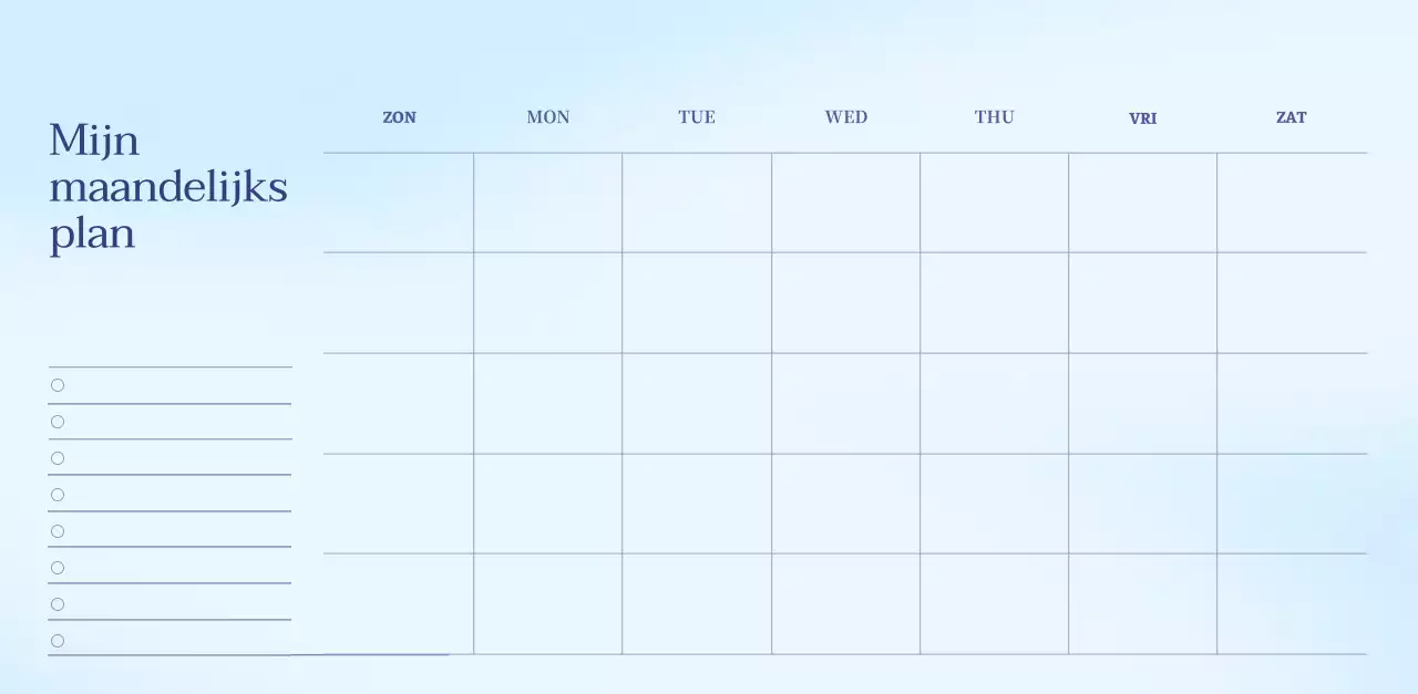Minimalistische kalender met kleurverloop