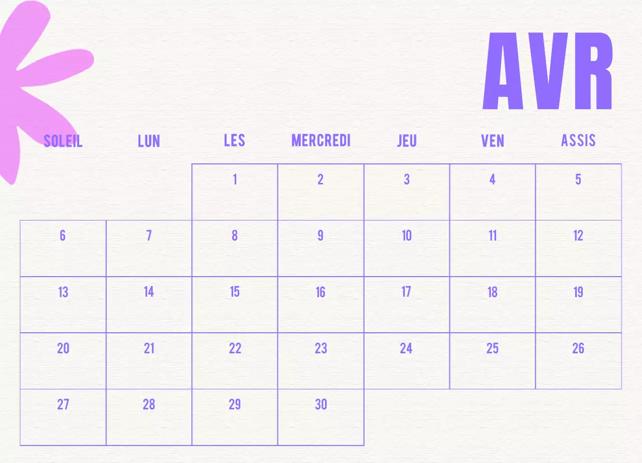 Calendrier vintage bleu