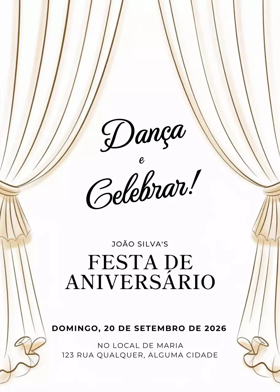 Convite de aniversário elegante branco