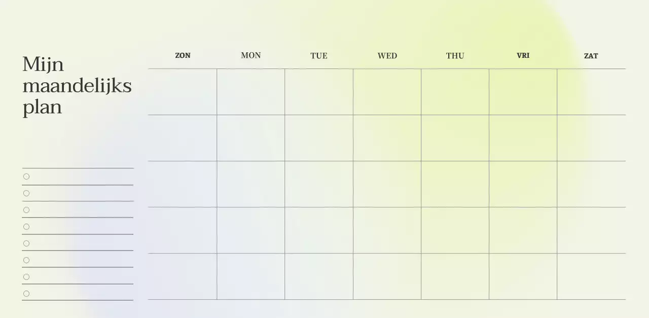 Minimalistische kalender met kleurverloop