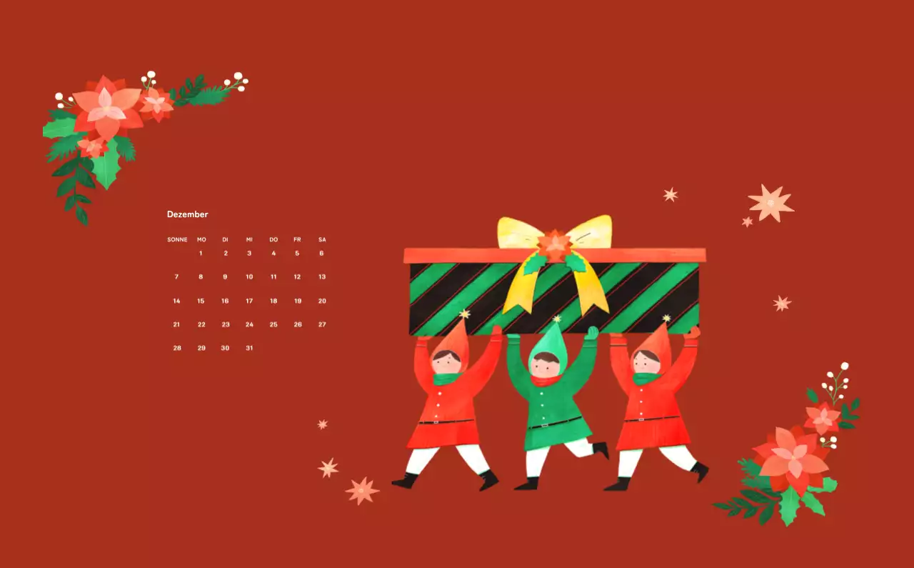 Neujahrskalender mit warmen Illustrationen