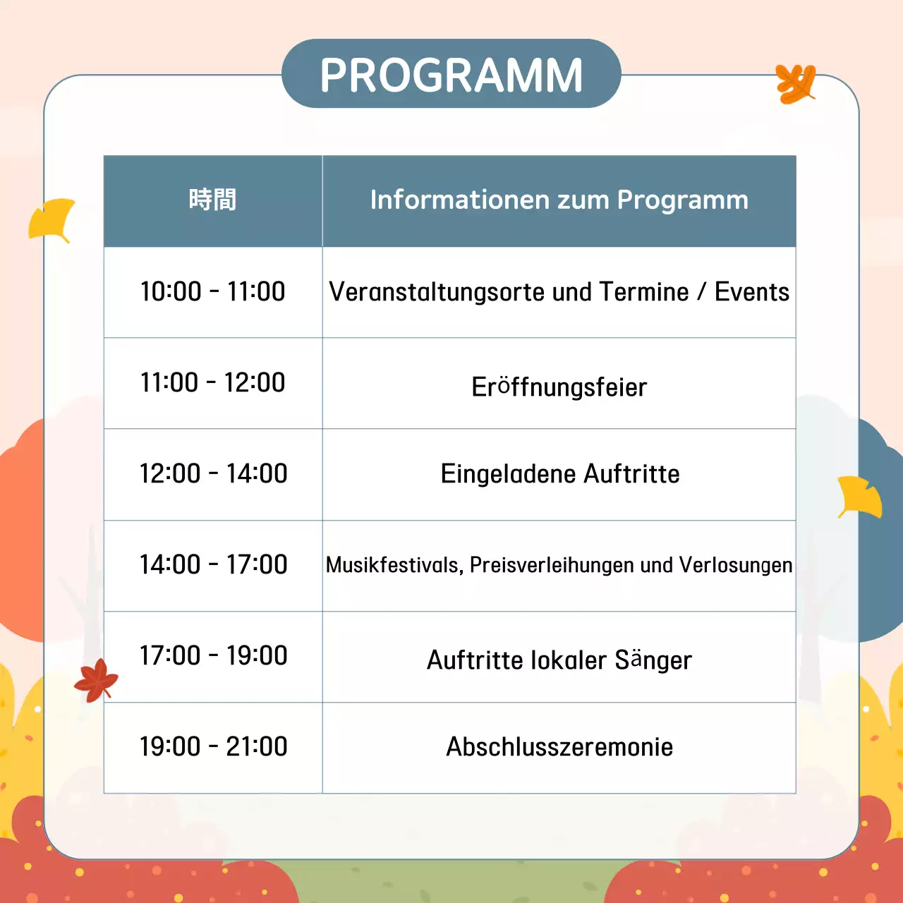 Förderung der rosa und orangefarbenen Festlichkeiten