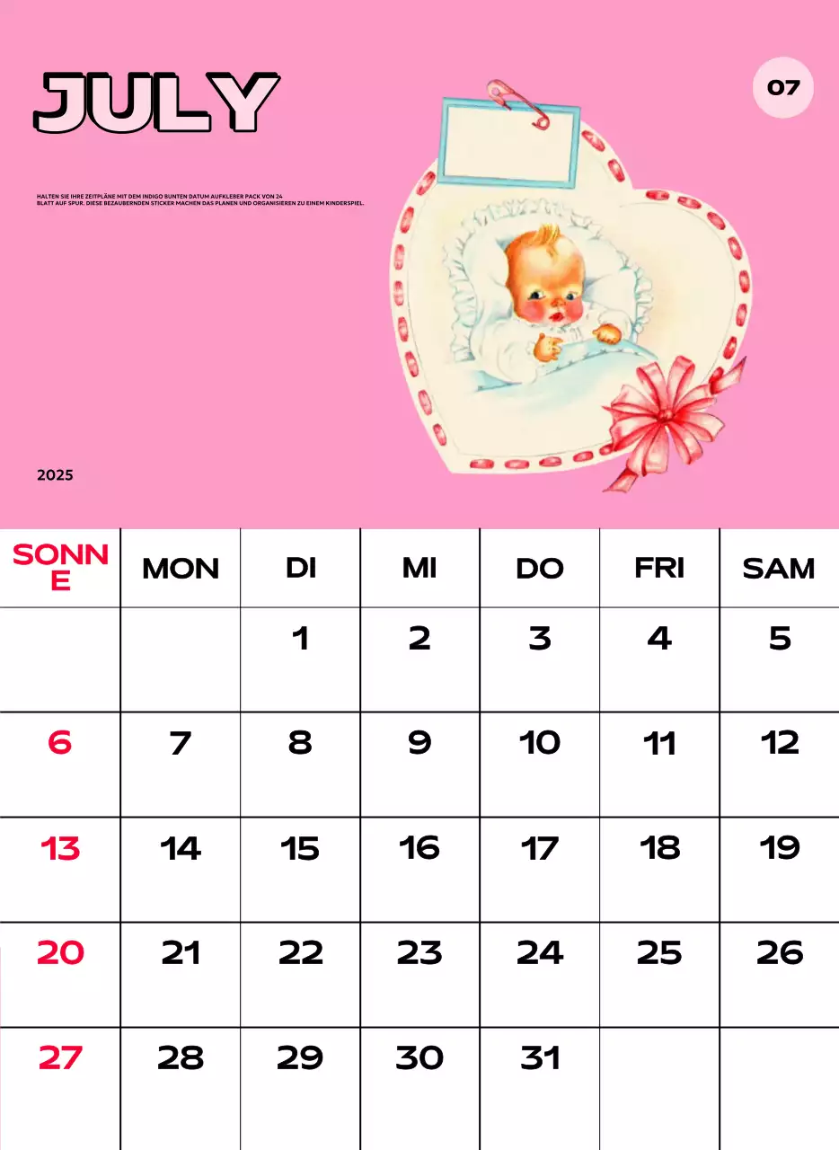 Bunte Kalender mit einer Vielzahl von Retro-Illustrationen