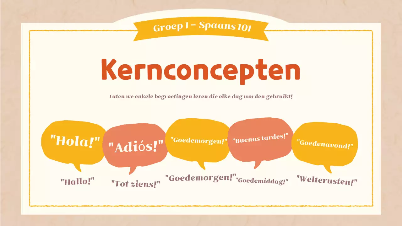 oranje eenvoudige taalklas