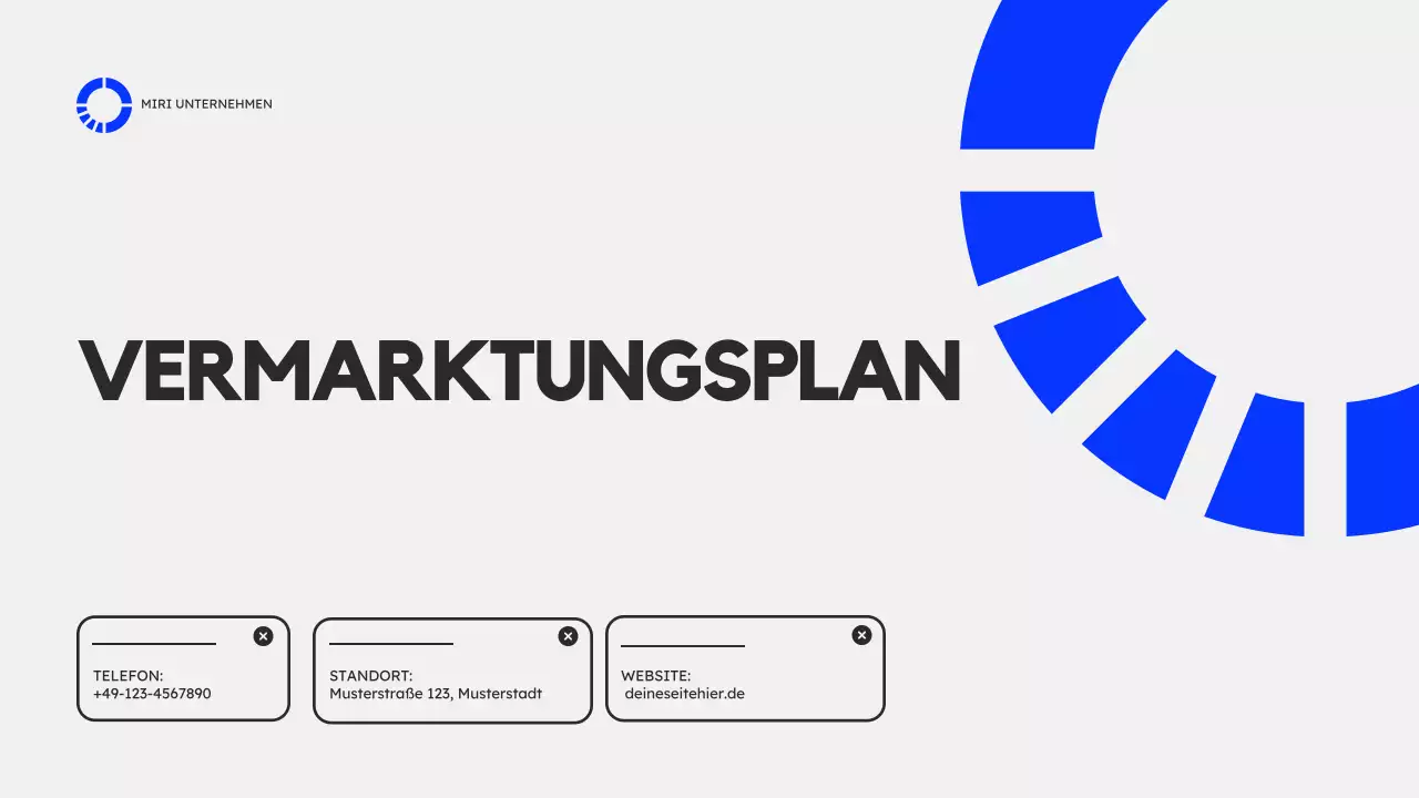 Blaugrauer moderner Marketingplan Präsentation